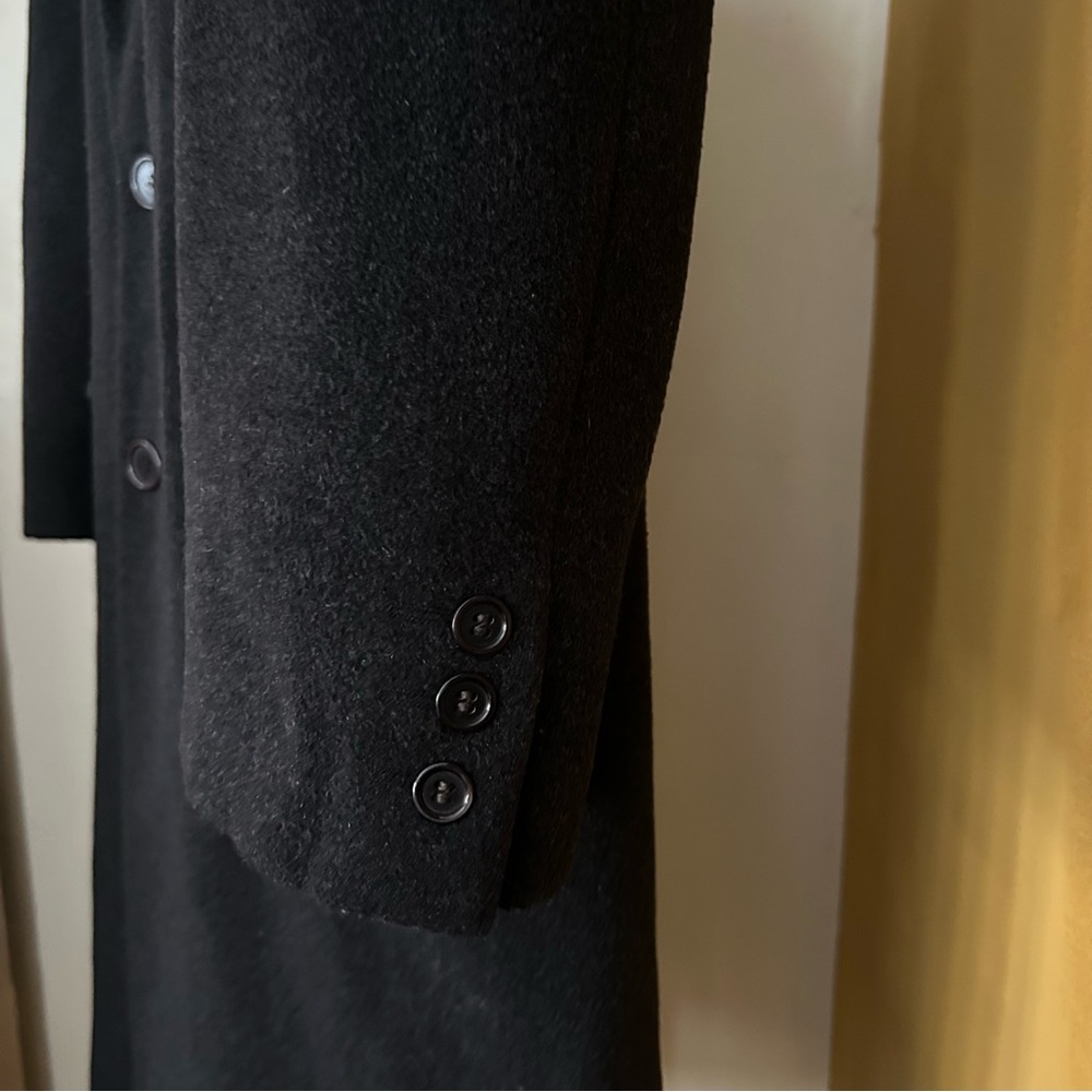 Vintage Filene's The Men's Store Wool Overcoat Long Coat Black Made In Croatia - Picture 8 of 8
